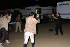 Movement coach Lorin Eric Salm teaching actors zombie movement on location for the feature film All Souls Day
