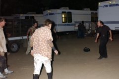 Movement coach Lorin Eric Salm teaching actors zombie movement on location for the feature film All Souls Day
