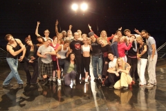 Movement coach Lorin Eric Salm with artists from Cirque du Soleil's The Beatles LOVE