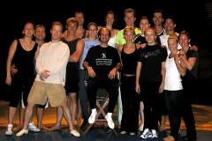 Movement coach Lorin Eric Salm with artists from Cirque du Soleil's "O"